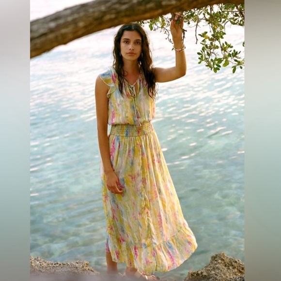 Anthropologie Water Color Print Sleeveless Maxi Dress - Size 6 - Picture 3 of 11